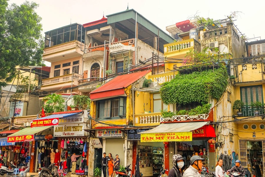 Barrio de Old Quarter en Hanoi, Vietnam