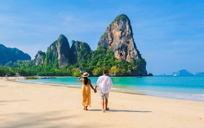 Playa Railay en la isla de Krabi en Tailandia