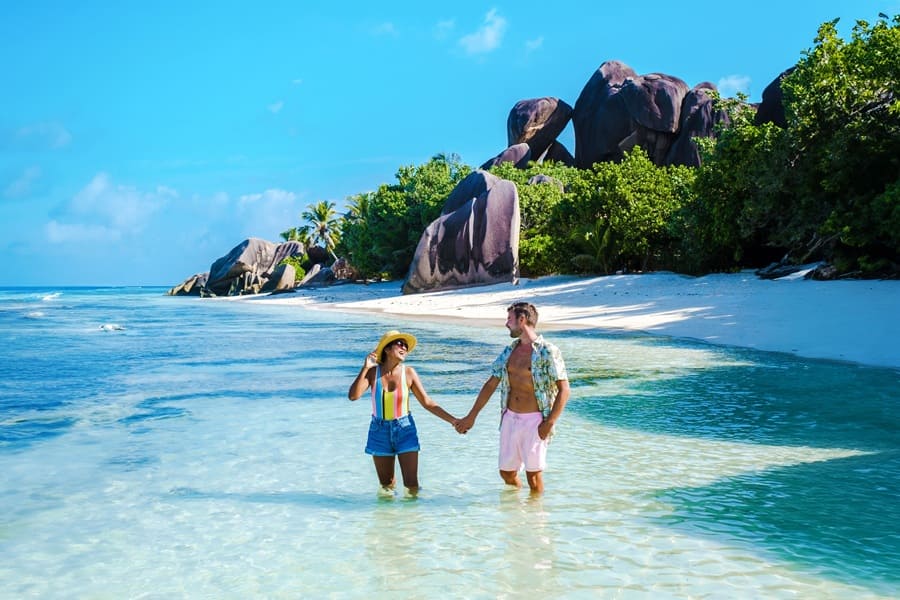 Playa de Anse Source d'Argent en la isla de la Digue en Seychelles