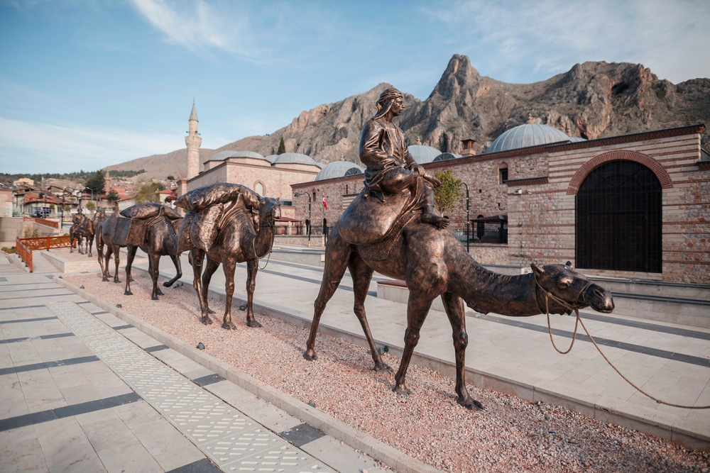 Caravana de camellos de la ruta de la seda