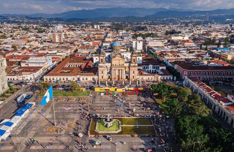 Vista aérea de la Plaza de la Constitución, Guatemala