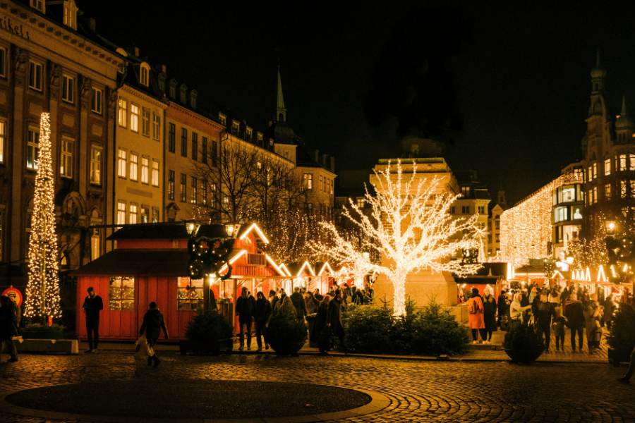 Mercado de Navidad en europa Copenhaguen, Dinamarca euro