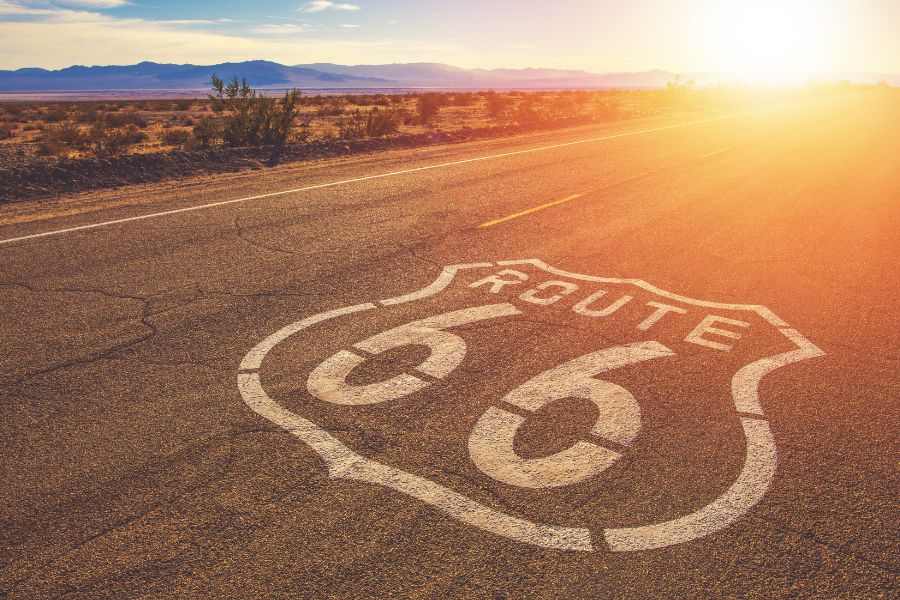 Ruta 66, señal en carretera