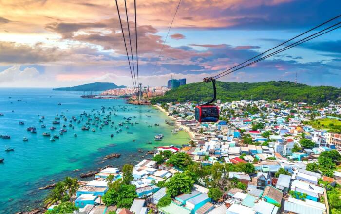 Vista desde el teleférico más largo del mundo, en la isla Phu Quoc en Vietnam.